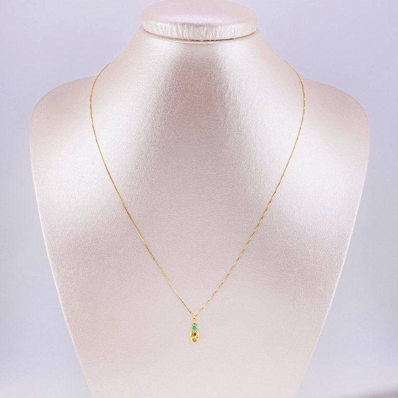 Set Cadena Veneciana + Dije Gc Esmeralda Pts 6 / 1.15 g / 17 3/4 in Oro Amarillo 18K