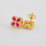 Topos Flor Trebol Tupido 2.45g / in / 9.05mm Oro Amarillo 18K