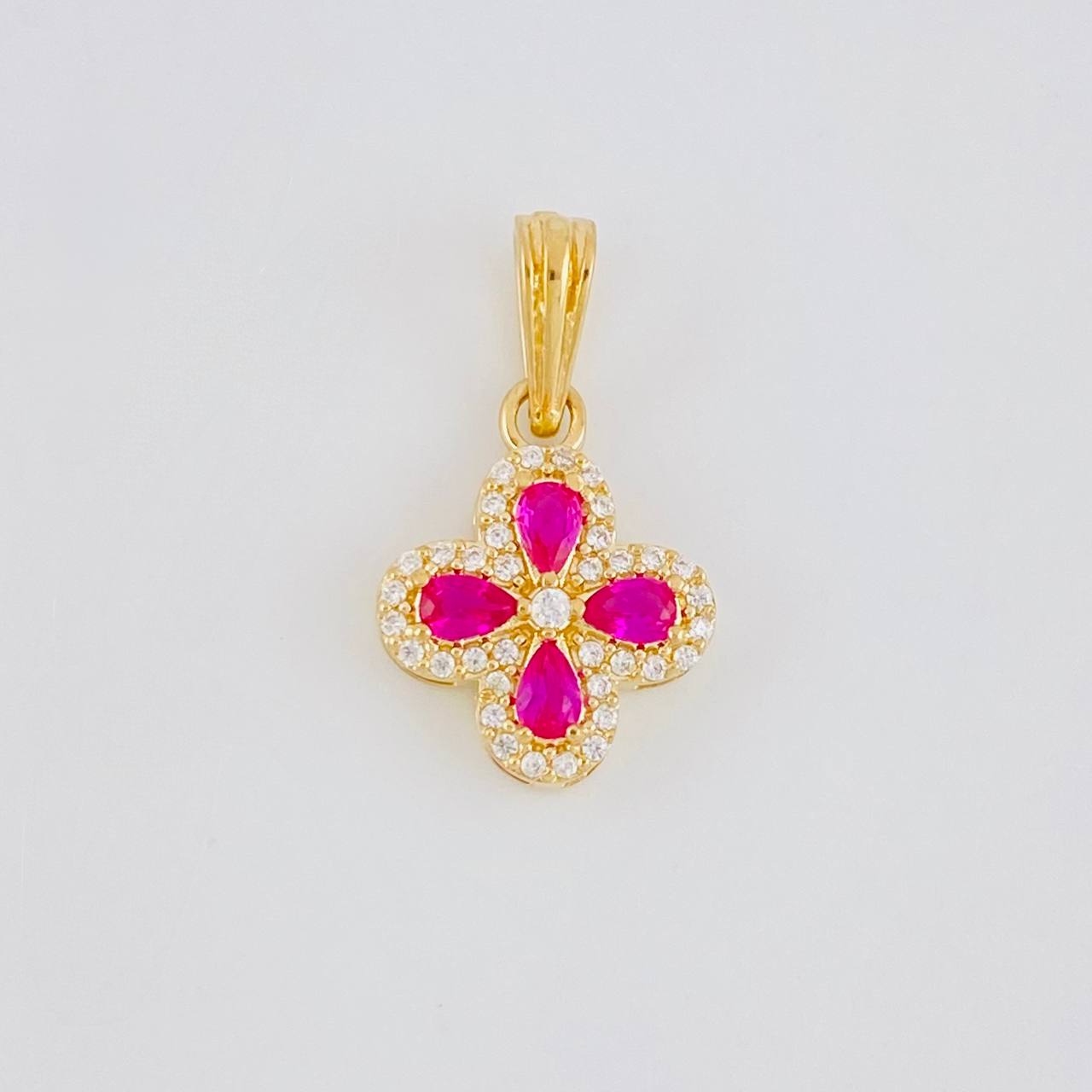 Dije Flor Trebol Tupido 1.15g / 3/4 in Oro Amarillo 18K