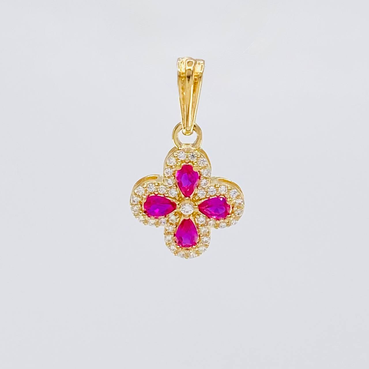 Dije Flor Trebol Tupido 1.15g / 3/4 in Oro Amarillo 18K
