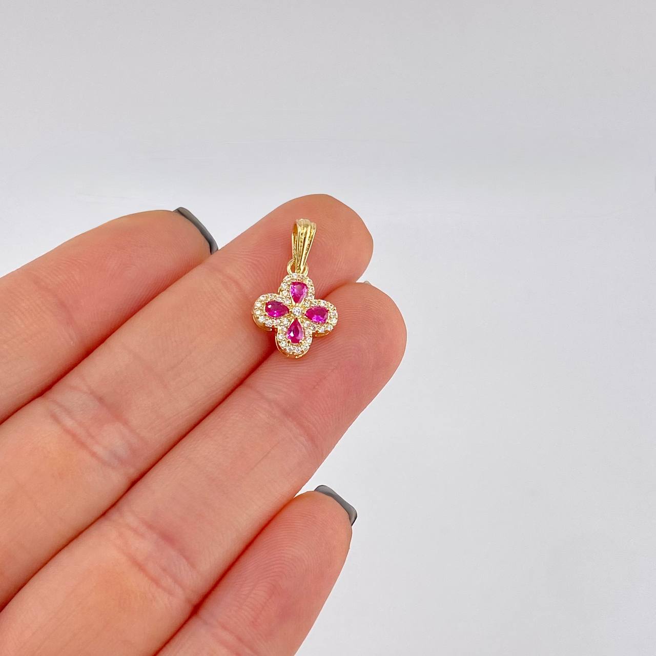 Dije Flor Trebol Tupido 1.15g / 3/4 in Oro Amarillo 18K