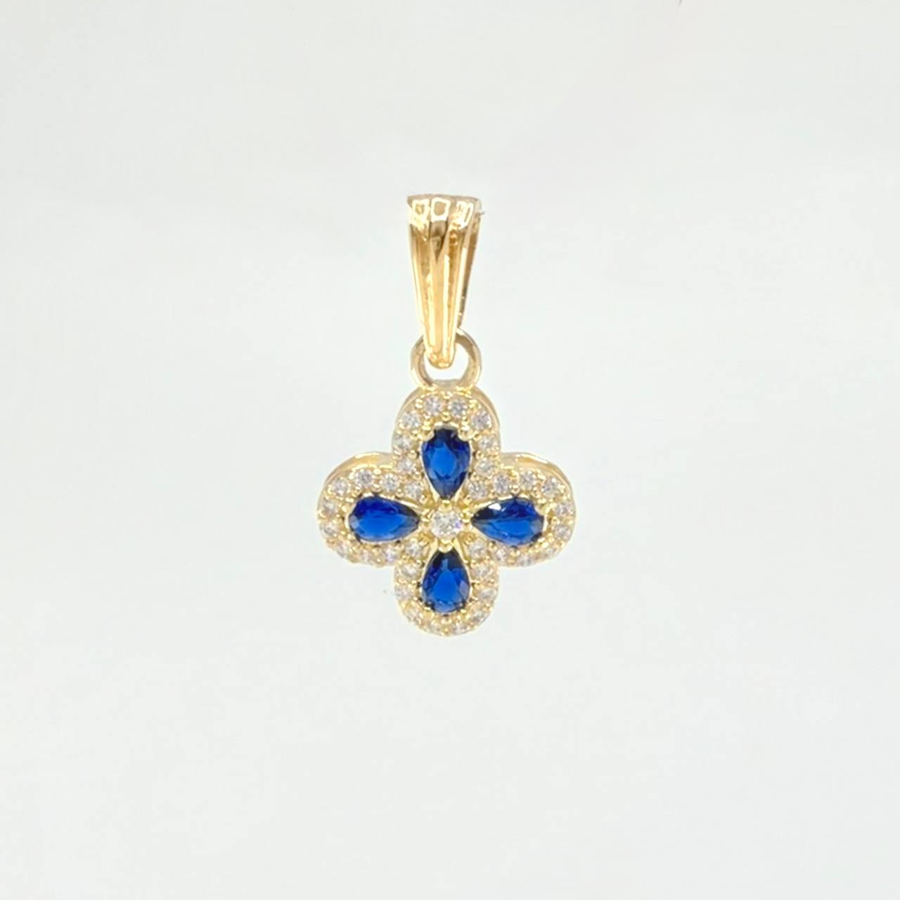 Dije Flor Trebol Tupido 1.1g / 3/4 in Oro Amarillo 18K