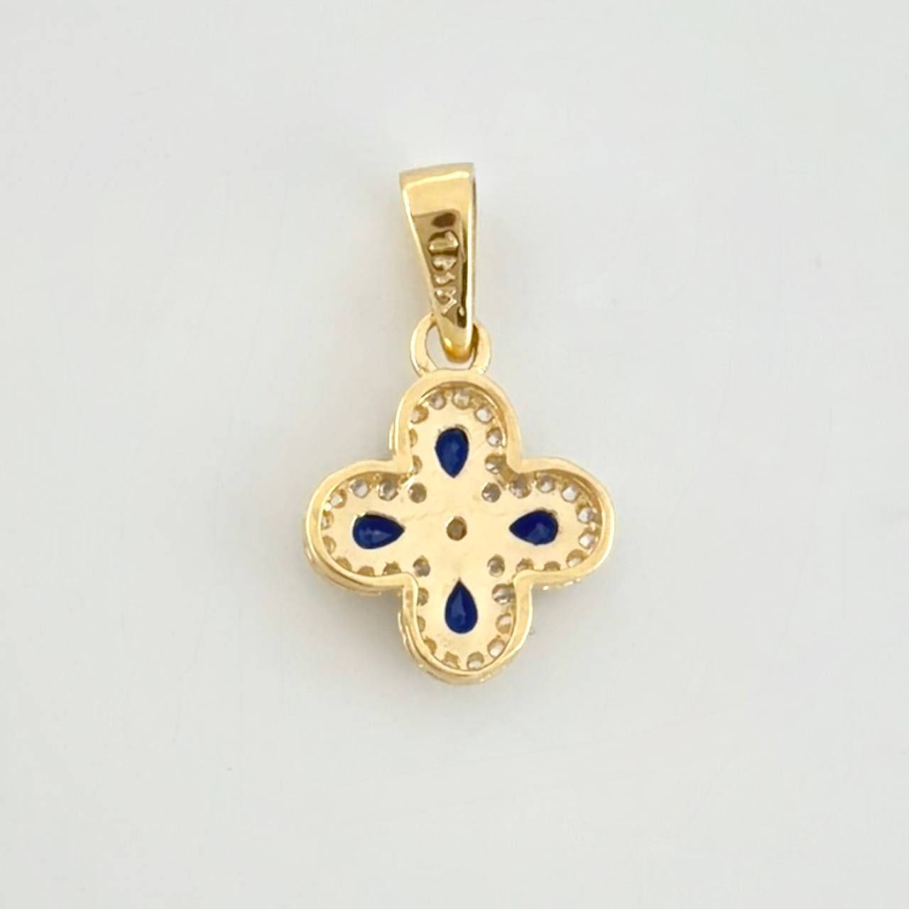 Dije Flor Trebol Tupido 1.1g / 3/4 in Oro Amarillo 18K