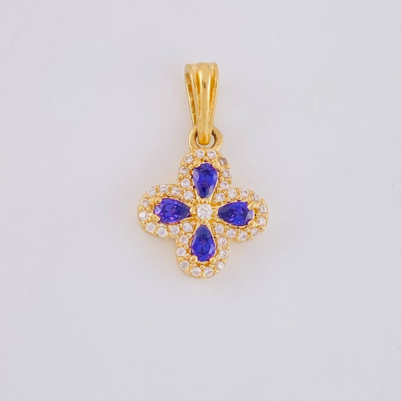 Dije Flor Trebol Tupido 1.2g / 3/4 in Oro Amarillo 18K