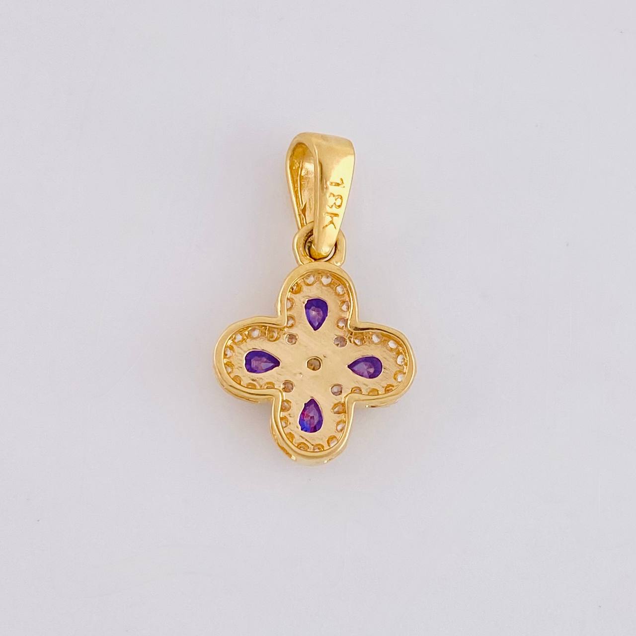 Dije Flor Trebol Tupido 1.2g / 3/4 in Oro Amarillo 18K