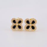 Stud Earrings Flower Clover Dense 2.15g / in / 9mm Yellow Gold 18K