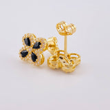 Stud Earrings Flower Clover Dense 2.15g / in / 9mm Yellow Gold 18K