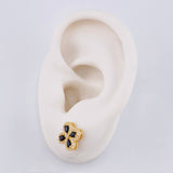 Stud Earrings Flower Clover Dense 2.15g / in / 9mm Yellow Gold 18K