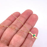 Set Cadena Veneciana + Dije Cruz Lisa Esmeralda 5 Pts / 1.2 g / 17 3/4 in Oro Amarillo 18K