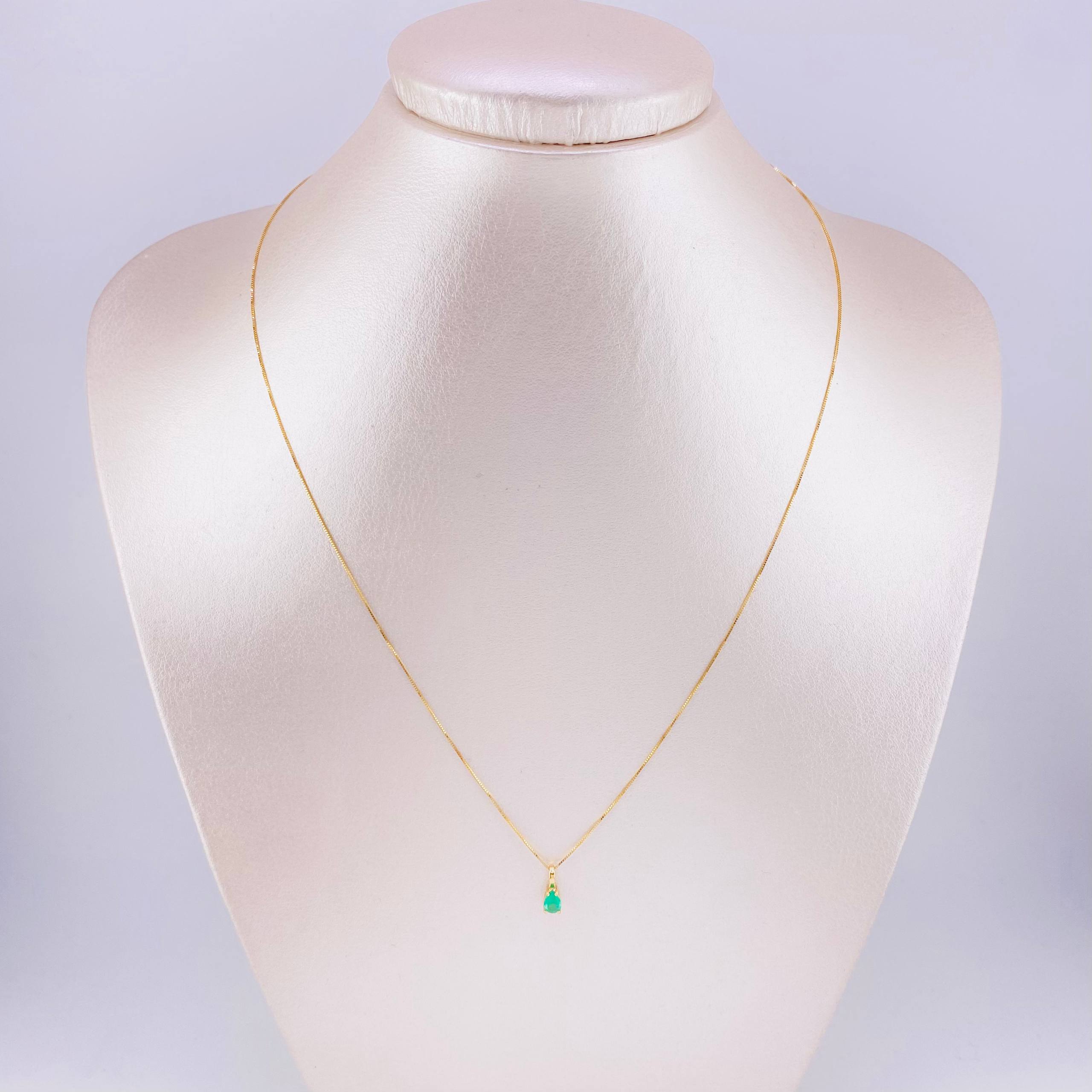 Set Cadena Veneciana + Dije Sencillo Lagrima Esmeralda 19 Pts / 1.05 g / 17 3/4 in Oro Amarillo 18K