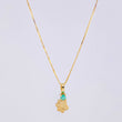 Set Cadena Veneciana + Dije Huellita Esmeralda 3 Pts / 1 g / 17 3/4 in Oro Amarillo 18K