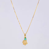 Set Cadena Veneciana + Dije Huellita Esmeralda 3 Pts / 1 g / 17 3/4 in Oro Amarillo 18K