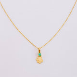Set Cadena Veneciana + Dije Huellita Esmeralda 3 Pts / 1 g / 17 3/4 in Oro Amarillo 18K