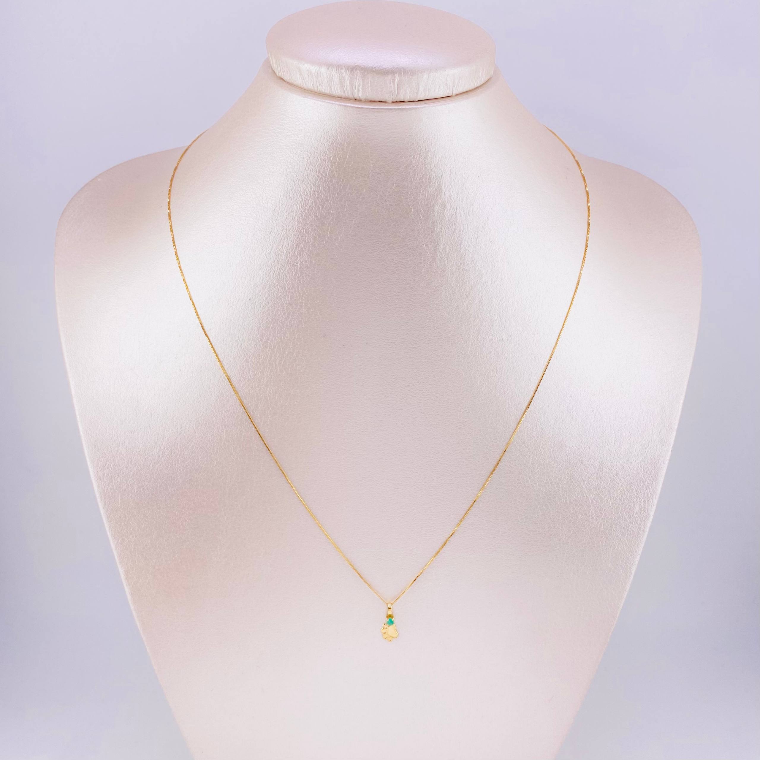 Set Cadena Veneciana + Dije Huellita Esmeralda 3 Pts / 1 g / 17 3/4 in Oro Amarillo 18K