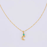 Set Cadena Veneciana + Dije Media Luna Esmeralda 3 Pts / 1.05 g / 17 3/4 in Oro Amarillo 18K
