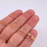 Set Cadena Veneciana + Dije Media Luna Esmeralda 3 Pts / 1.05 g / 17 3/4 in Oro Amarillo 18K