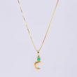 Set Cadena Veneciana + Dije Media Luna Esmeralda 3 Pts / 1.05 g / 17 3/4 in Oro Amarillo 18K