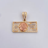 Dije Dólar 3.5gr / 2.6cm / Circones Blancos Tres Oros  18K $
