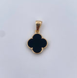Pendant Clover 1.9gr / 2.4cm / Black Onyx 18K Yellow Gold &
