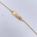 Bracelet Baby Classic Link 1.45gr / 14.5cm / 1mm Rectangular Plate Clover Tornasol 18K Yellow Gold $