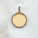 Pendant Circular Frame Plate 8.9gr / 4cm / Black Zircons 18K Yellow Gold ©