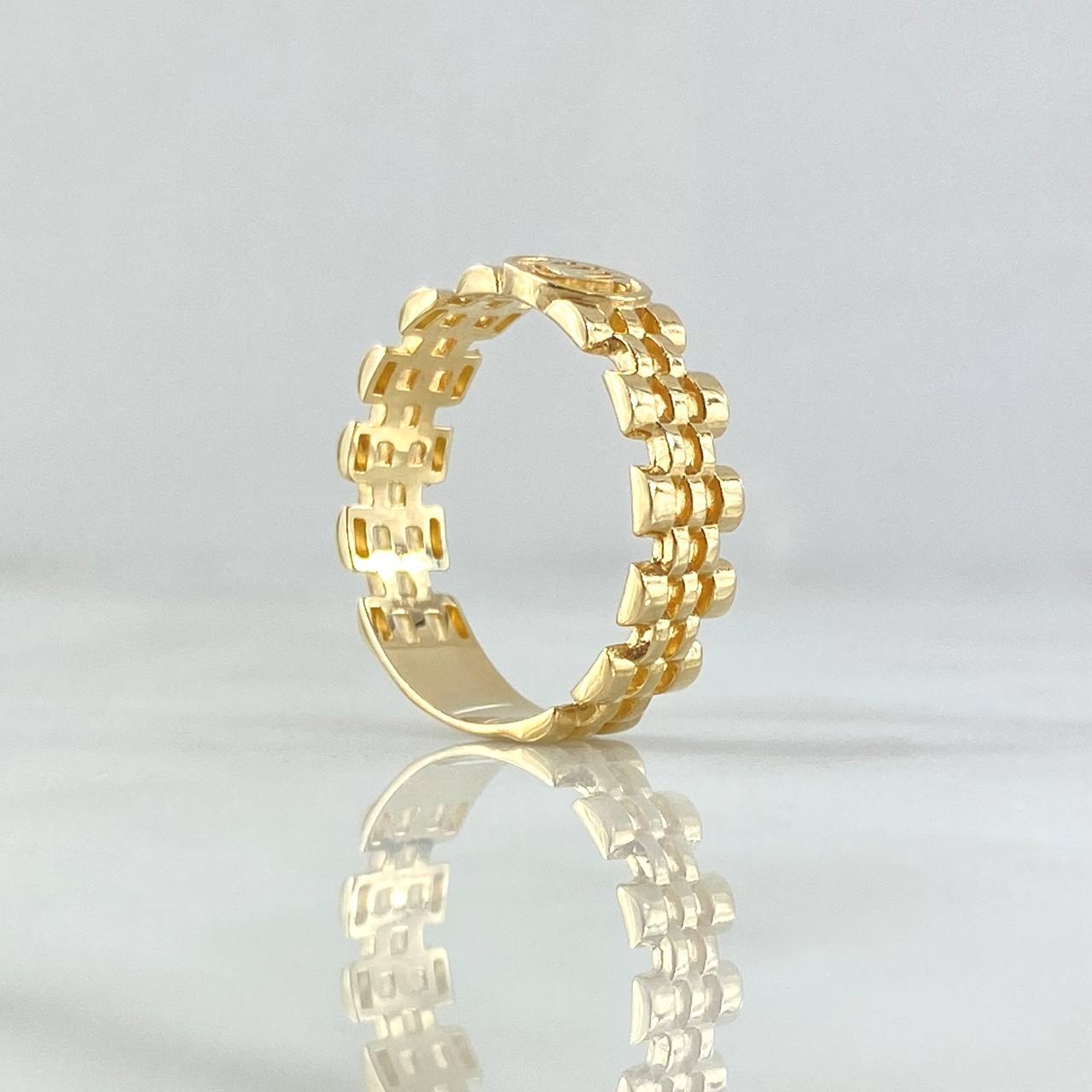 Anillo Correa Sello Corona 3.55gr / T6 1/2 / Texturizado Oro Amarillo 18K *