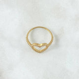 Anillo Corazón Silueta 1.45gr / T6 1/2 / Circones Blancos Oro Amarillo 18K ©