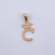 Dije Letra C Corona 1.55gr / 2.6cm / Circones Blancos Oro Amarillo 18K &