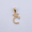 Pendant Letter C Crown 1.6gr / 2.6cm / White Zircons 18K Yellow Gold &