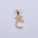 Pendant Letter C Crown 1.6gr / 2.6cm / White Zircons 18K Yellow Gold &