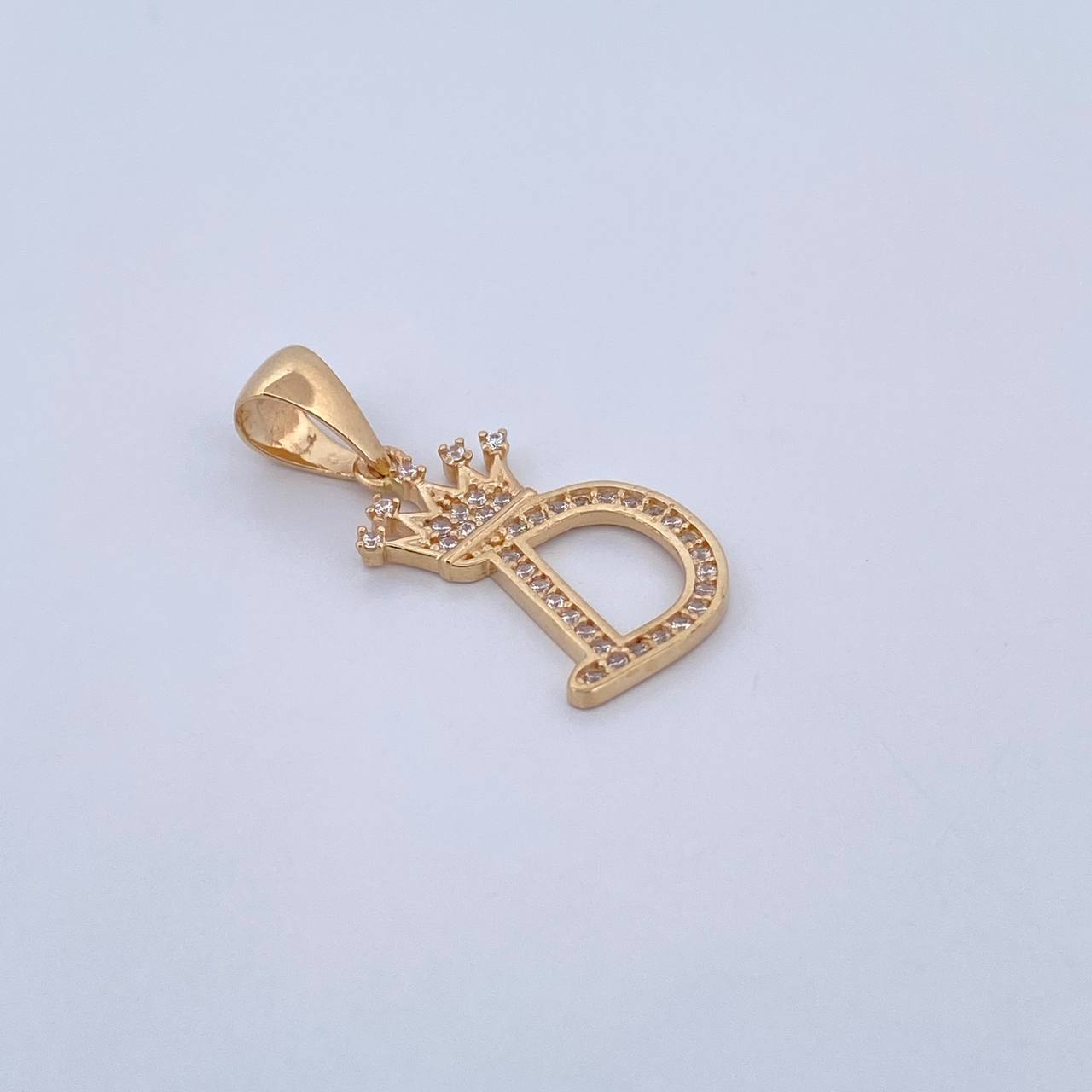 Pendant Letter D Crown 1.55gr / 2.6cm / White Zircons 18K Yellow Gold &