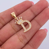 Pendant Letter D Crown 1.55gr / 2.6cm / White Zircons 18K Yellow Gold &