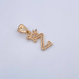 Pendant Letter Z Crown 1.65gr / 2.6cm / White Zircons 18K Yellow Gold &