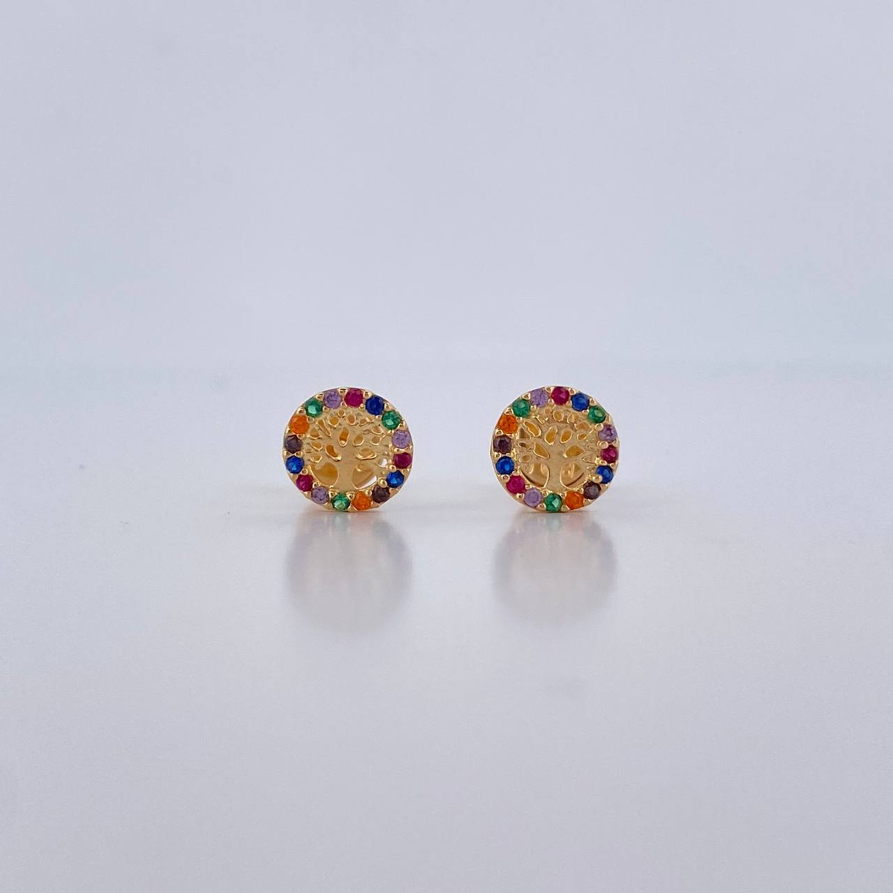 Topos Arbol De La Vida 0.85gr / Circones De Colores Oro Amarillo 18K $