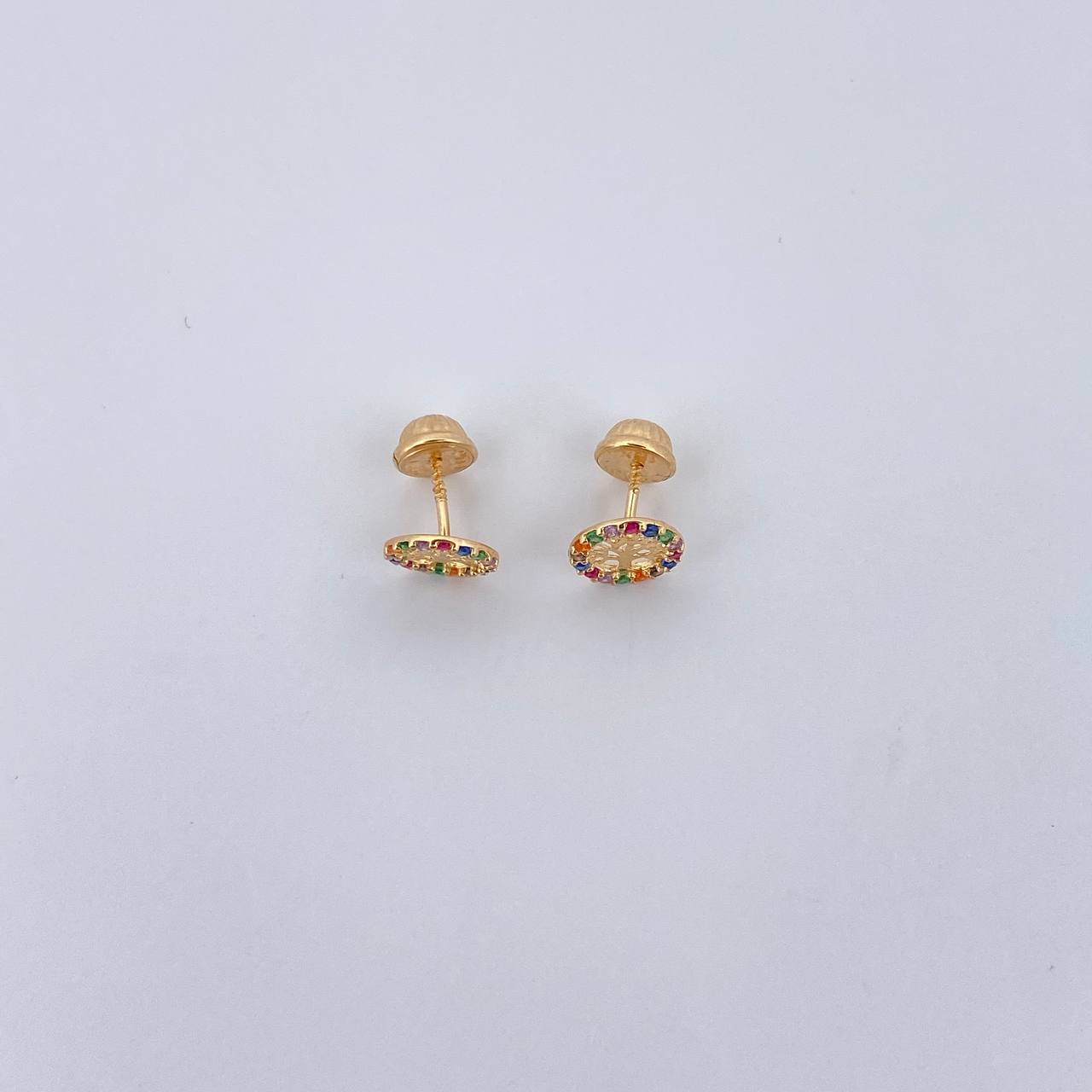 Topos Arbol De La Vida 0.85gr / Circones De Colores Oro Amarillo 18K $