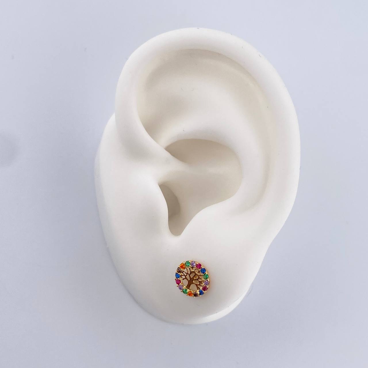 Topos Arbol De La Vida 0.85gr / Circones De Colores Oro Amarillo 18K $