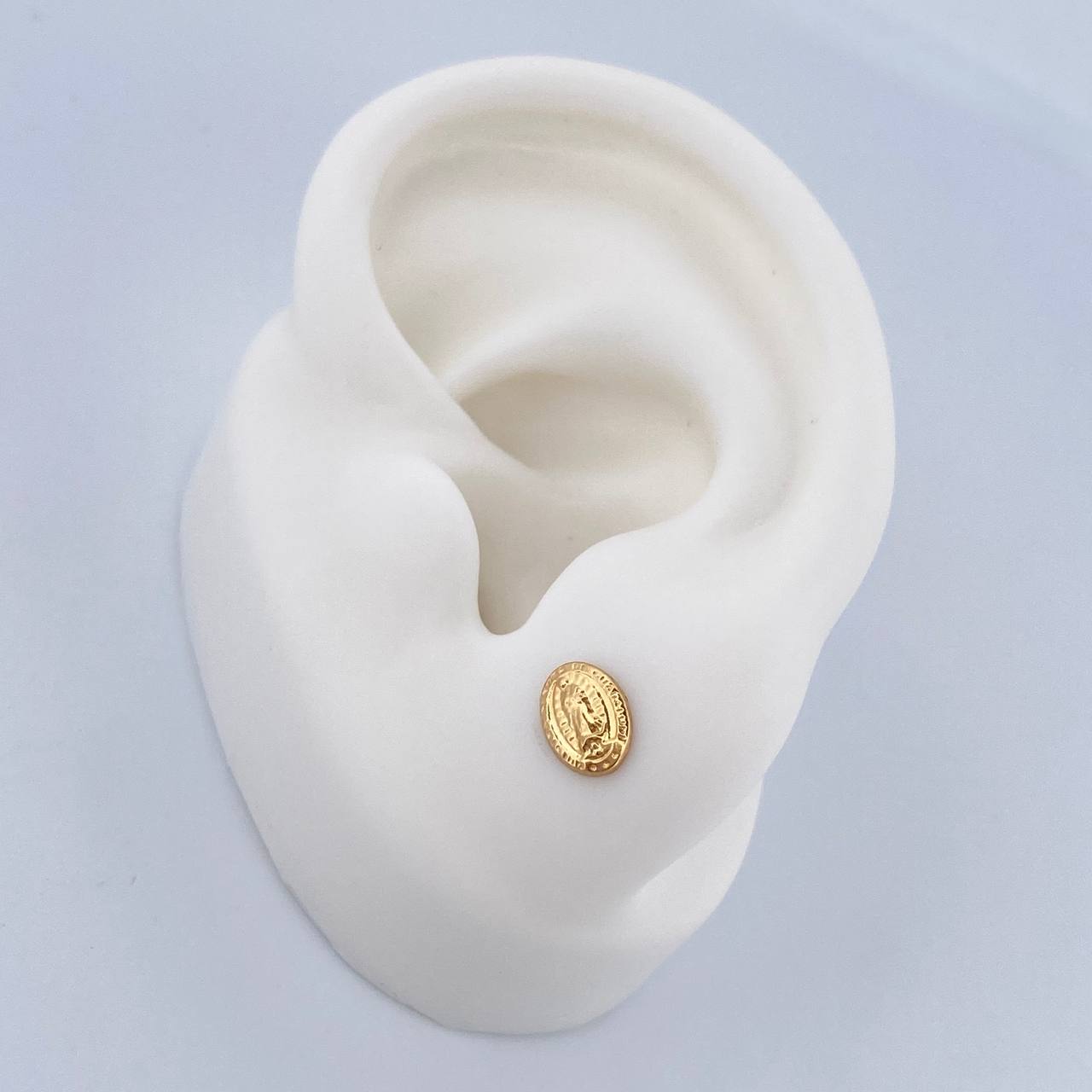 Stud Earrings Virgin Guadalupe 0.55gr / 18K Yellow Gold $