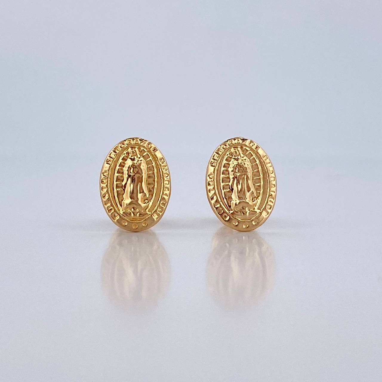 Stud Earrings Virgin Guadalupe 0.75gr / 18K Yellow Gold $