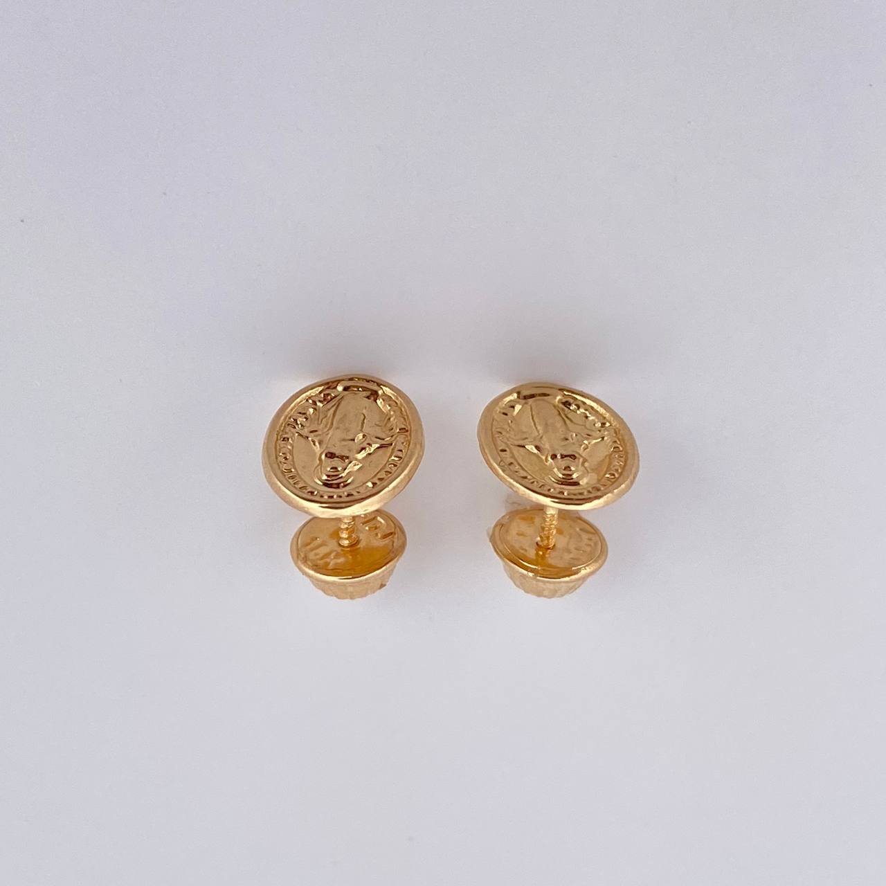Stud Earrings Virgen Milagrosa 0.7gr / 18K Yellow Gold $