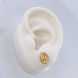 Stud Earrings Virgen Milagrosa 0.7gr / 18K Yellow Gold $