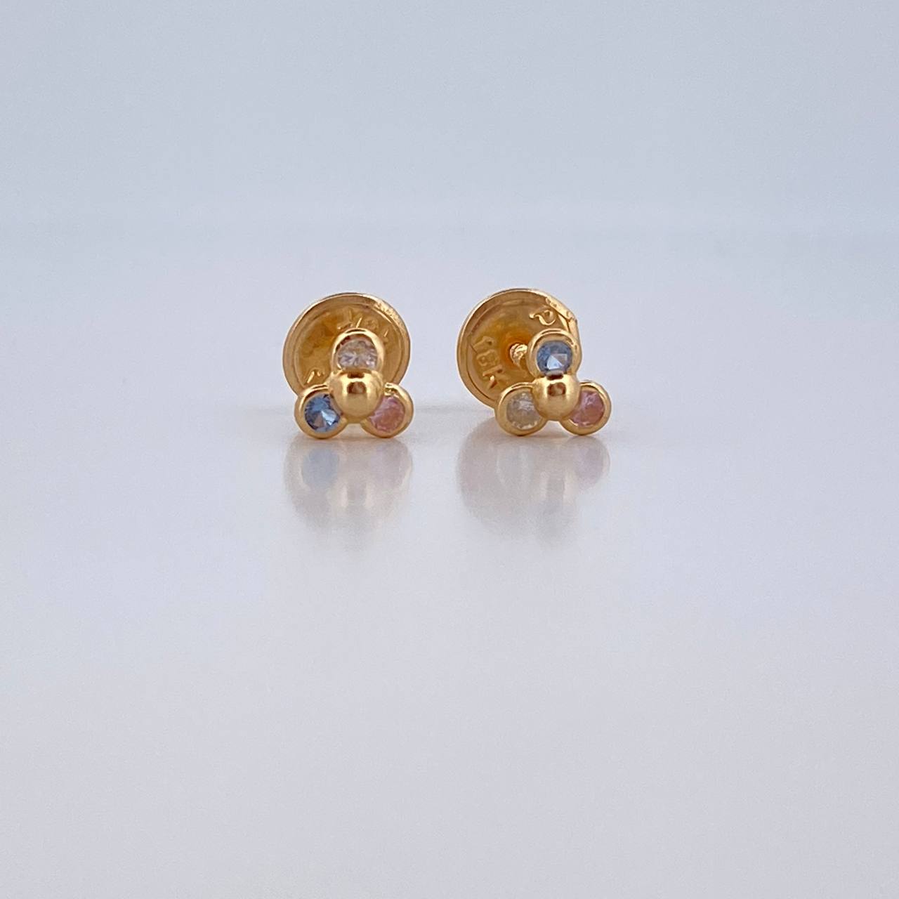 Topos Trio Bolas 0.55gr / Circones Blancos azules Rosados Oro Amarillo 18K $