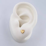 Stud Earrings Heart 0.55gr / Diamond Cut 18K Yellow Gold $