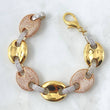 Bracelet GC 37.45gr / 19.5cm / 17mm Smooth White Zirconia Three 18K Golds ©