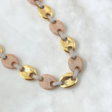 GC Chain 92.65gr / 45cm / 17mm Polished White Zircons Three 18K Golds ©