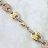 GC Chain 92.65gr / 45cm / 17mm Polished White Zircons Three 18K Golds ©