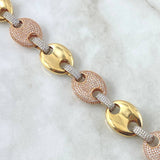 GC Chain 92.65gr / 45cm / 17mm Polished White Zircons Three 18K Golds ©