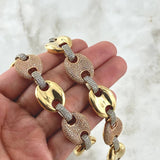 GC Chain 92.65gr / 45cm / 17mm Polished White Zircons Three 18K Golds ©