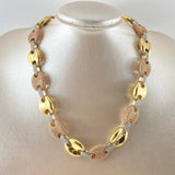 GC Chain 92.65gr / 45cm / 17mm Polished White Zircons Three 18K Golds ©