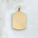 Dije Placa Marco Rectangular Curva 11.15gr / 4.8cm / Circones Fucsias Oro Amarillo 18K *