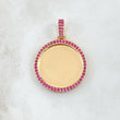 Dije Placa Marco Circular 8.65gr / 4cm / Circones Fucsias Oro Amarillo 18K *
